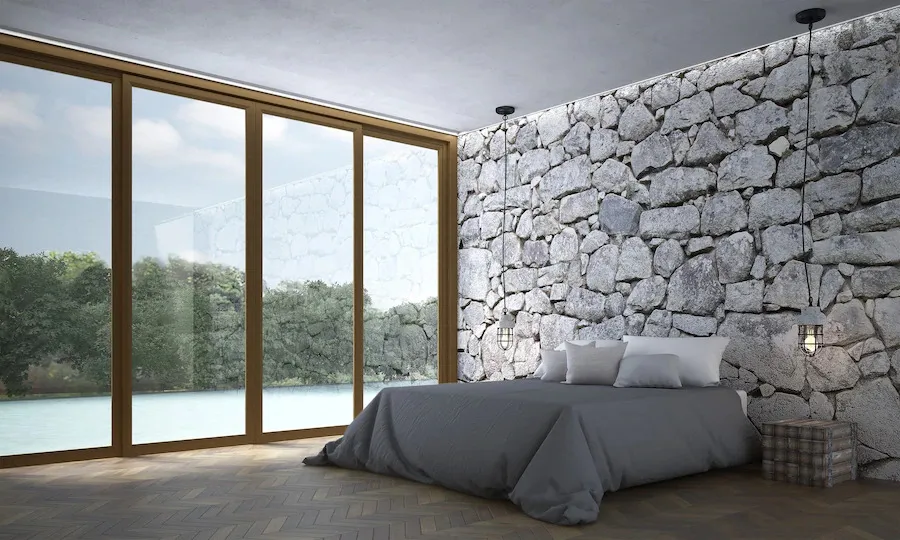 brick wall putty texture design for bedroom