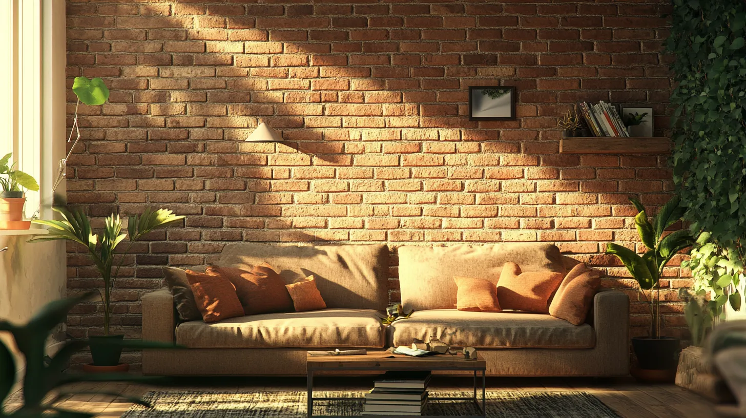 brick wall putty texture design for living room