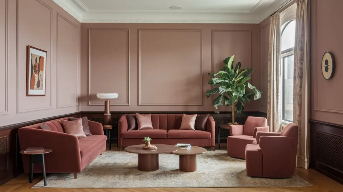 brown accent reception lounge colour combinations