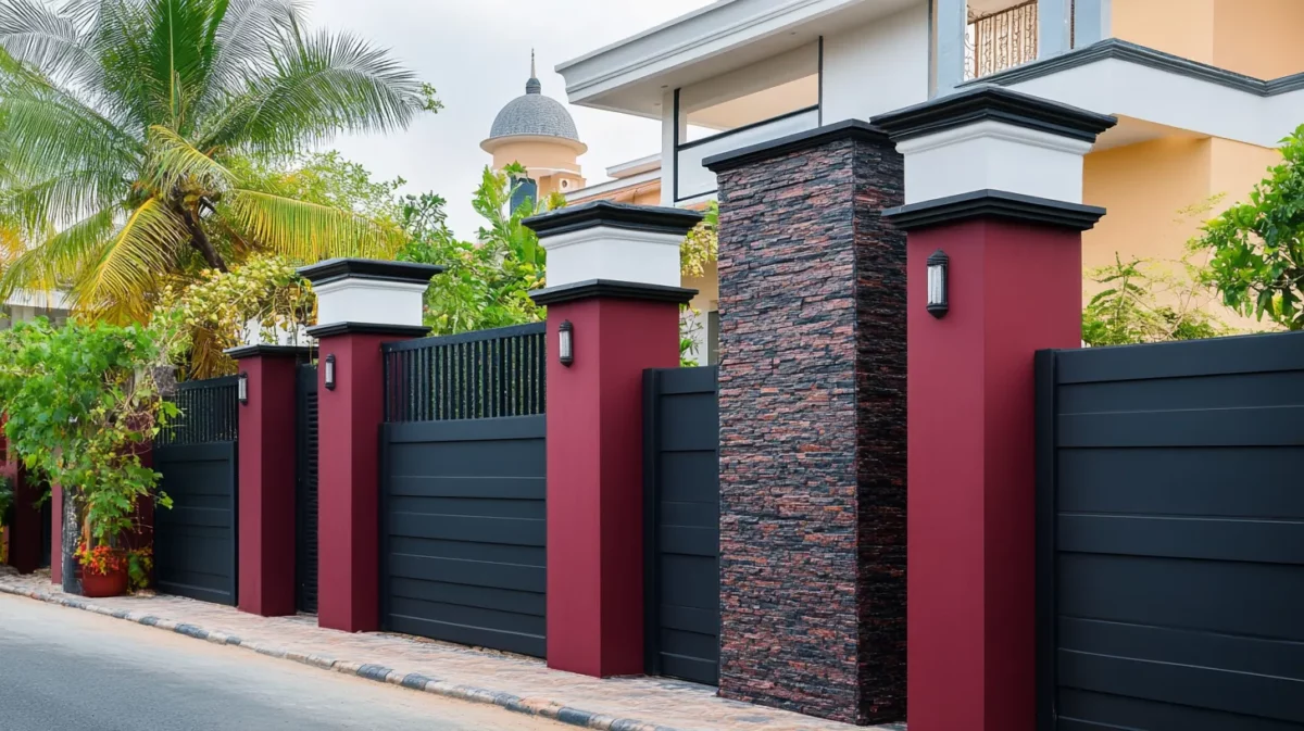 burgundy and black colour combination for boundary wall