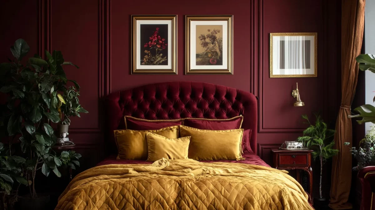 burgundy red and gold colour combination