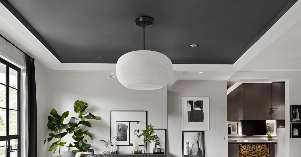 charcoal grey ceiling with white for a modern design
