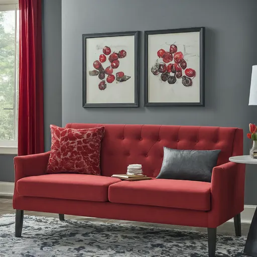 cherry red and charcoal gray color combination for bedroom wall