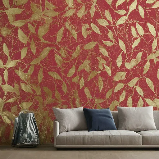 cherry red and gold color combination for bedroom walls