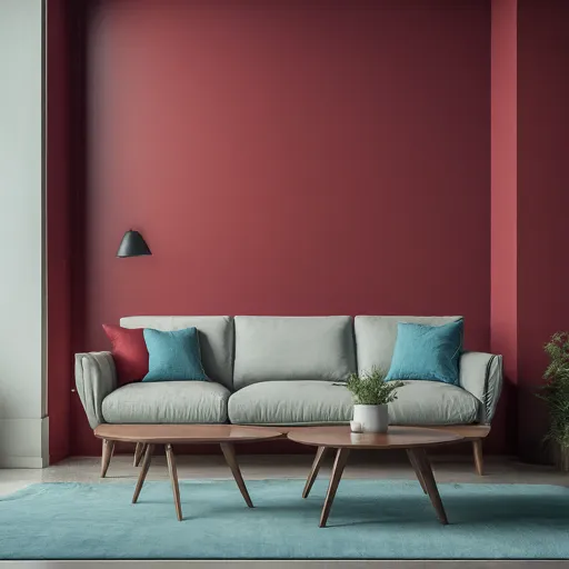 cherry red and light blue color combination for bedroom walls