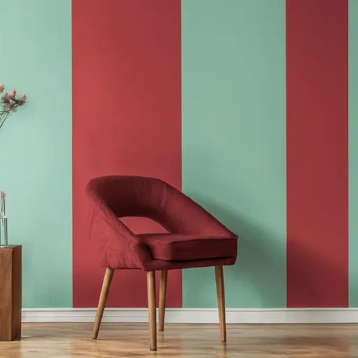 cherry red and mint green color combination for hall walls