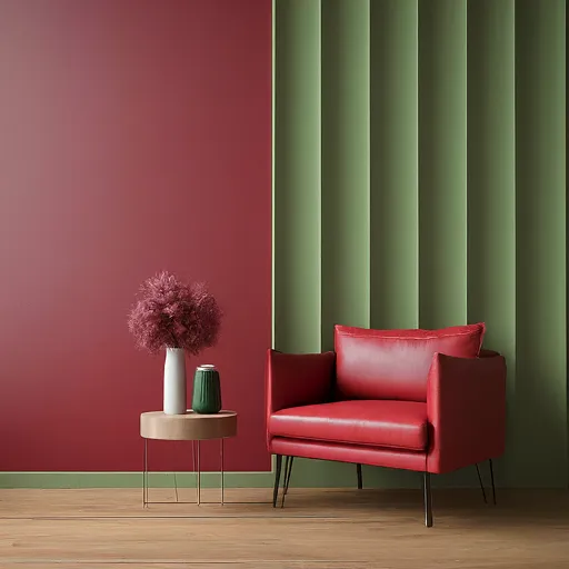 cherry red and olive green color combination for bedroom walls