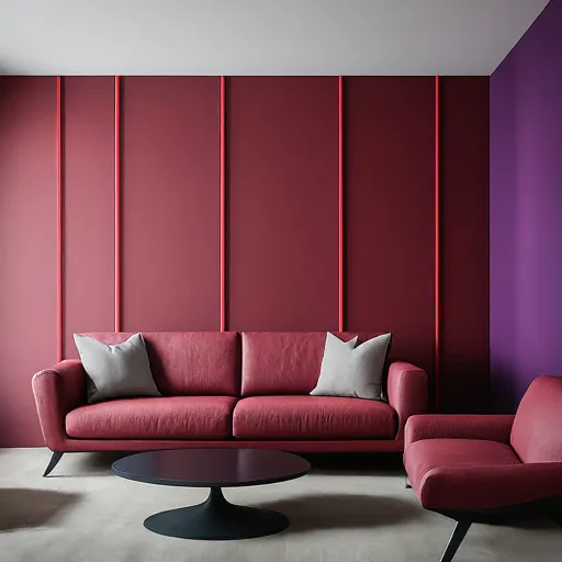 cherry red and purple color combination for hall walls