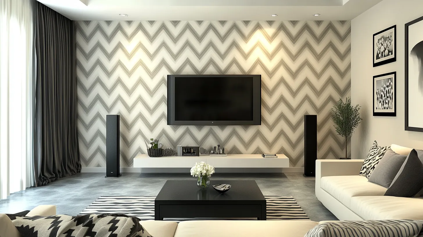 chevron pattern wall putty design