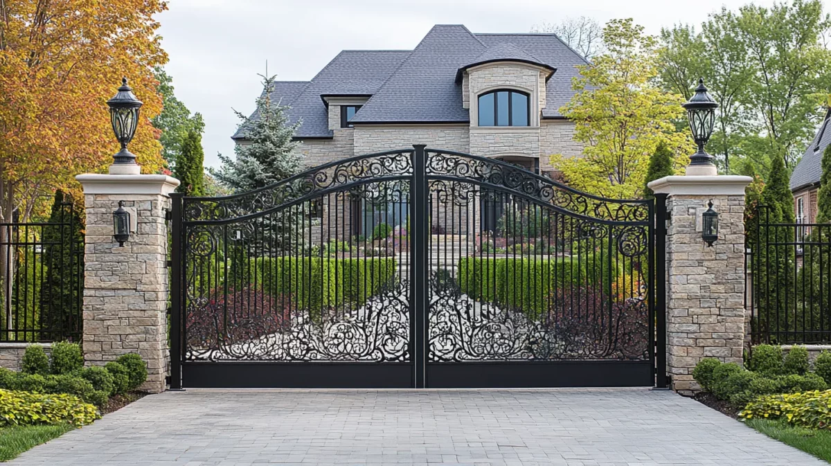 classic black iron main gate colour combination