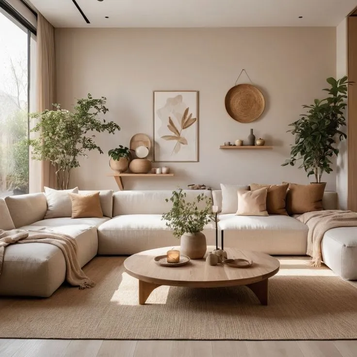 classic cream and brown textured wall colour combination for hall