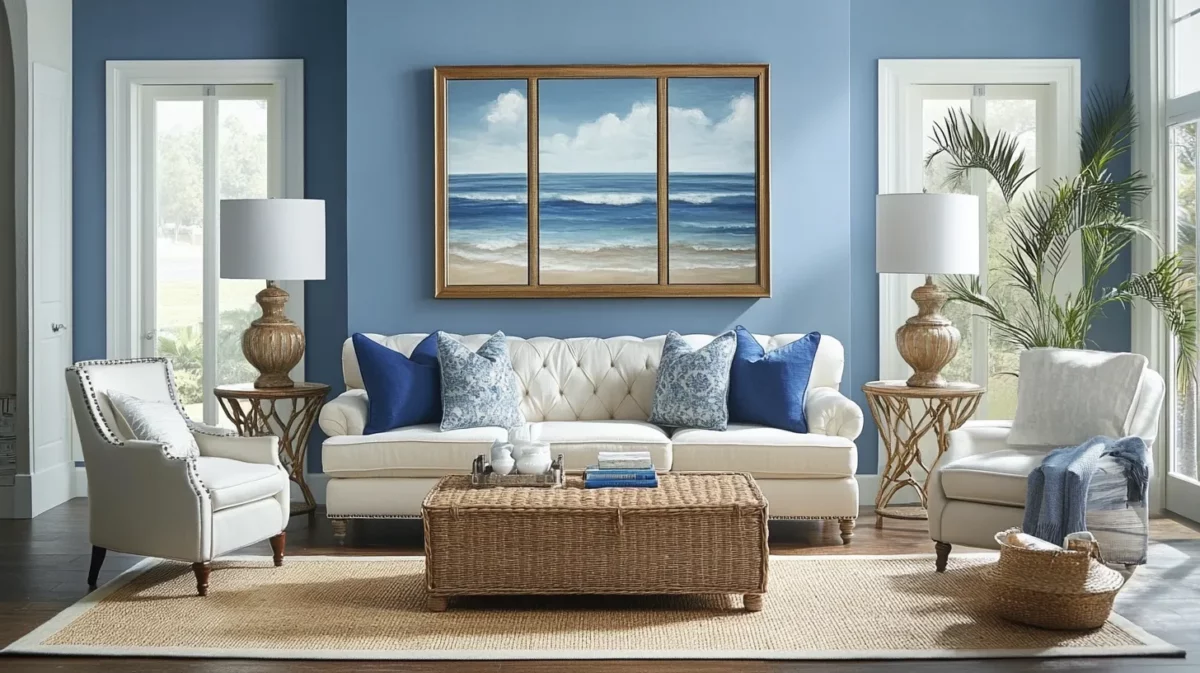 coastal chic royal texture paint design for living room