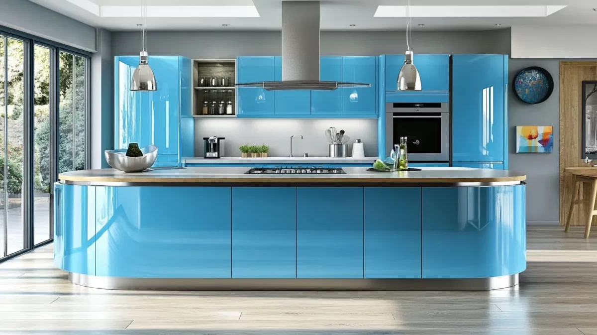 colour combination for kitchen laminates blue and grey