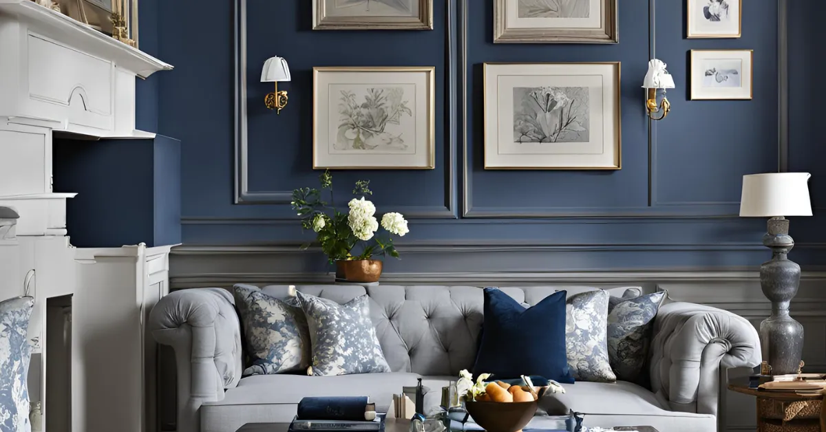 colour combinations for drawing room walls with soft grey and deep blue