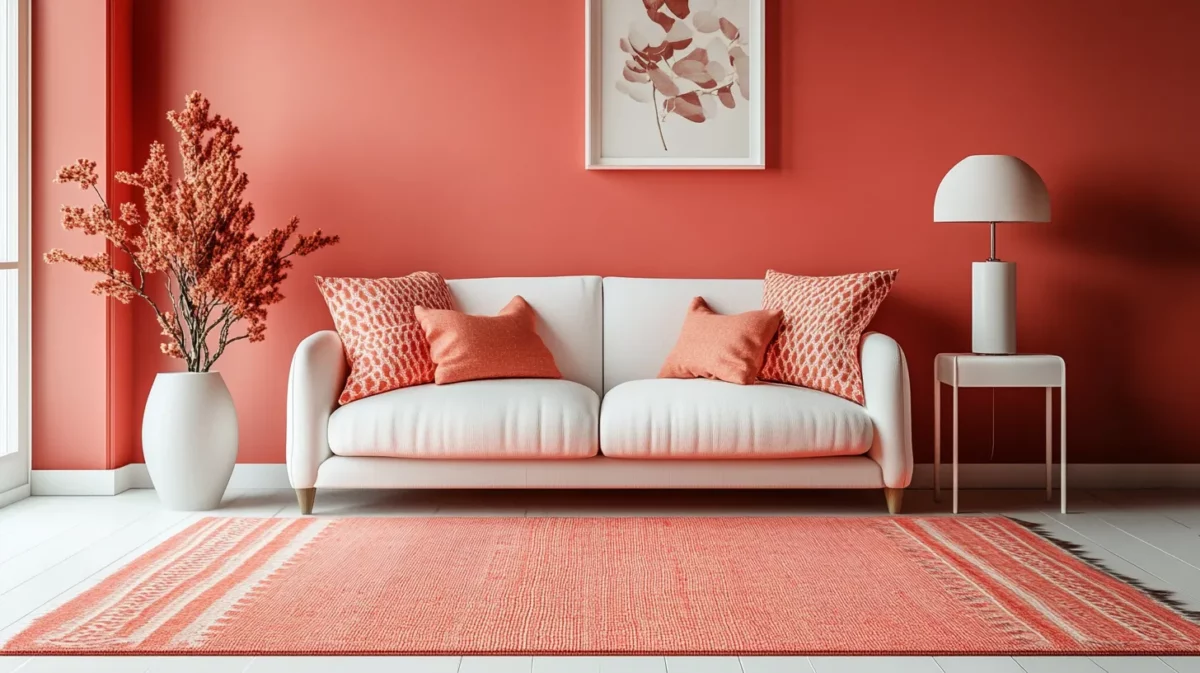 coral and white indian hall colour combination