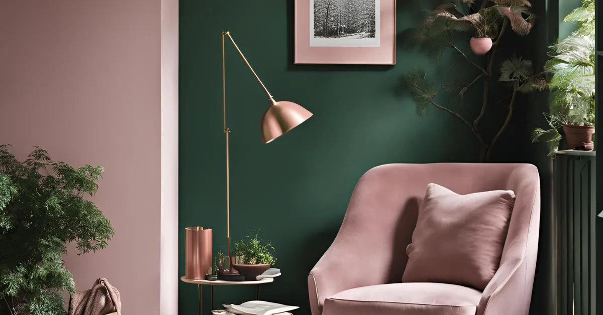 cosy reading nook pink and green color combination for bedroom