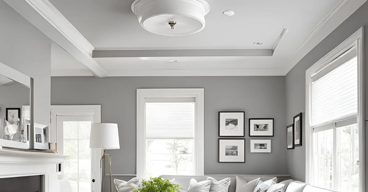 crisp white and light grey ceiling for a fresh look
