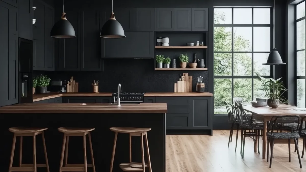 dark accents small kitchen paint colours