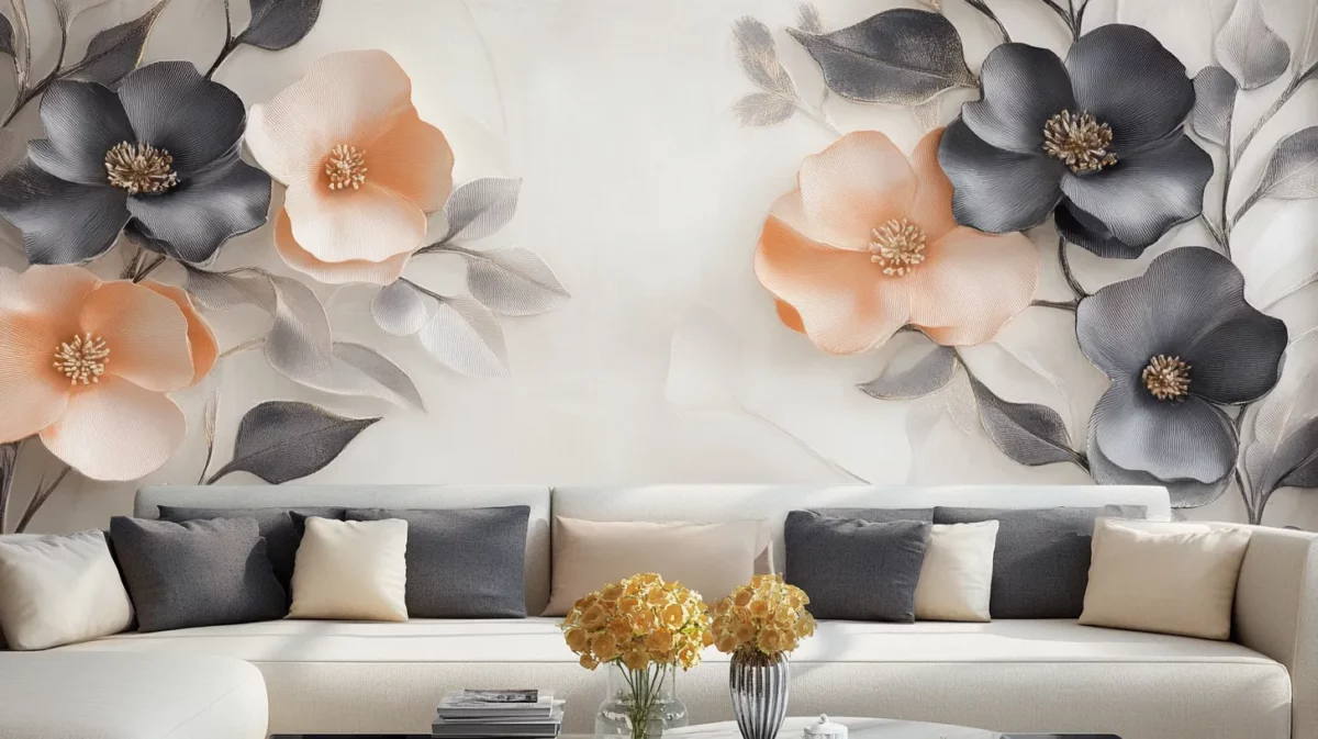 delicate flower wallpaper for living room walls