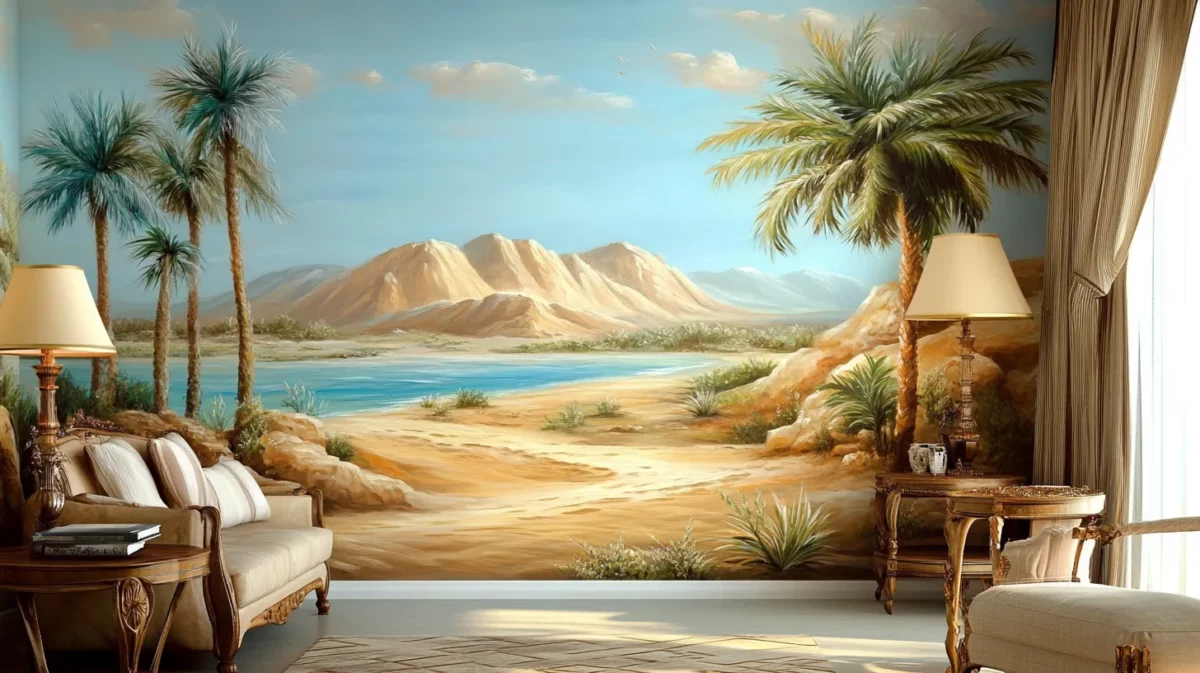 desert landscape simple 3d wall painting designs for living room