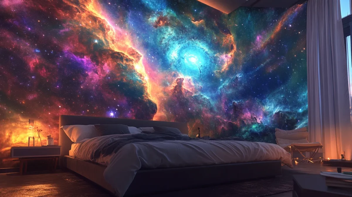 dreamy galaxy 3d bedroom wall painting