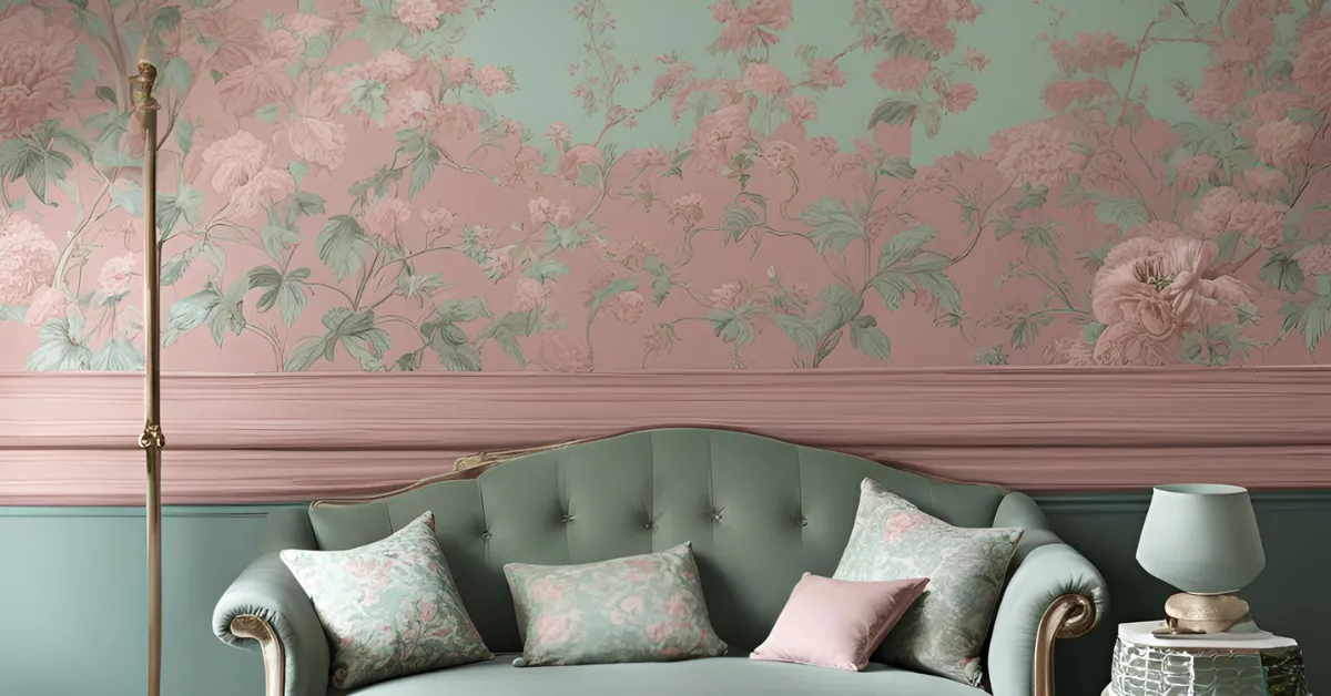 dusty rose and soft mint colour combinations for drawing room walls