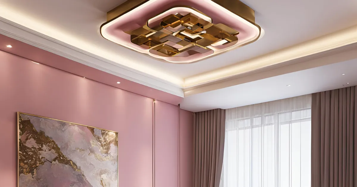 dusty rose with gold living room false ceiling colour combination