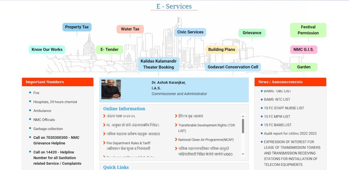 e services in nashik property tax bill download