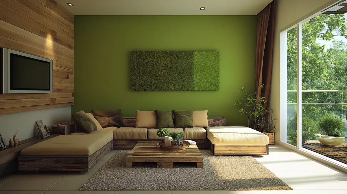 earth tones green color combination for living room