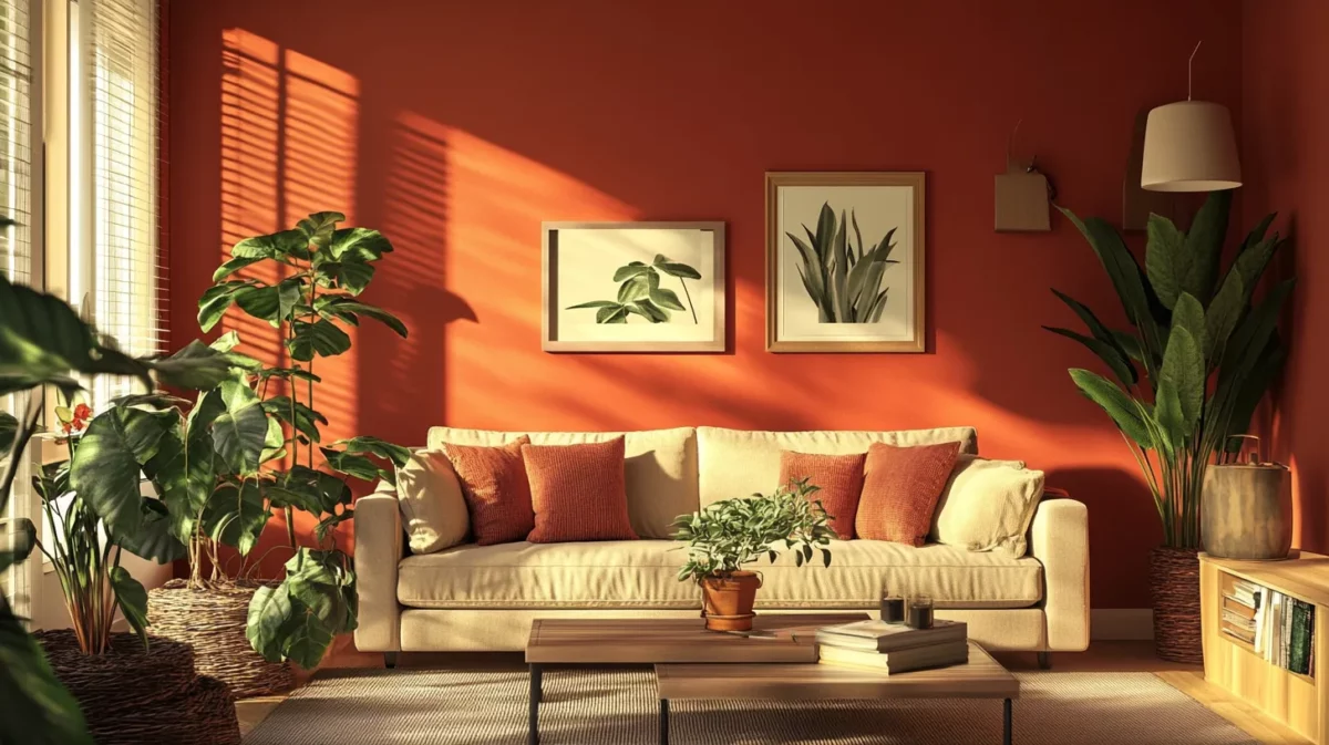 earthy chic terracotta beige and red wall paint