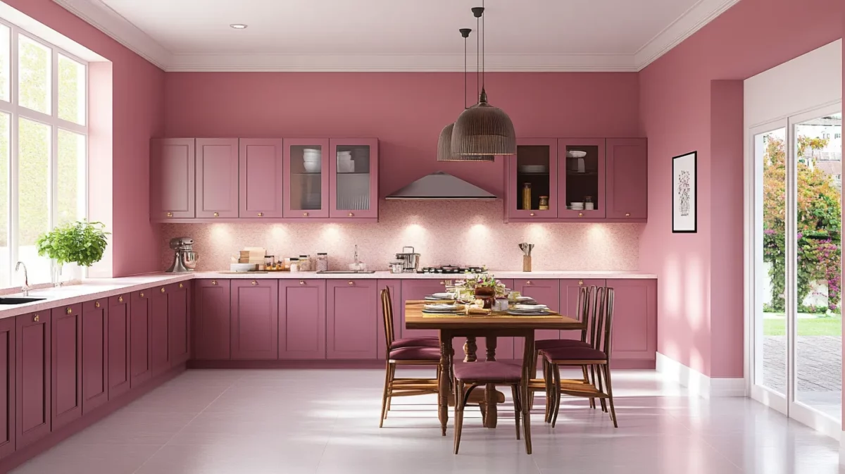 pink and mauve indian kitchen wall colours