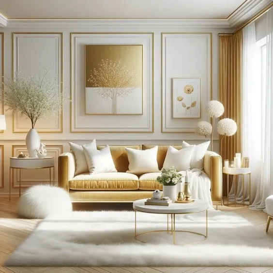 elegant beige and gold textured wall colour combination for hall