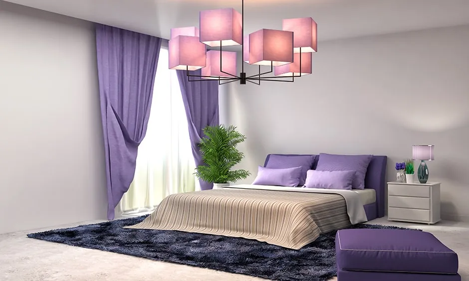 elegant mauve and cream colour combination for bedroom