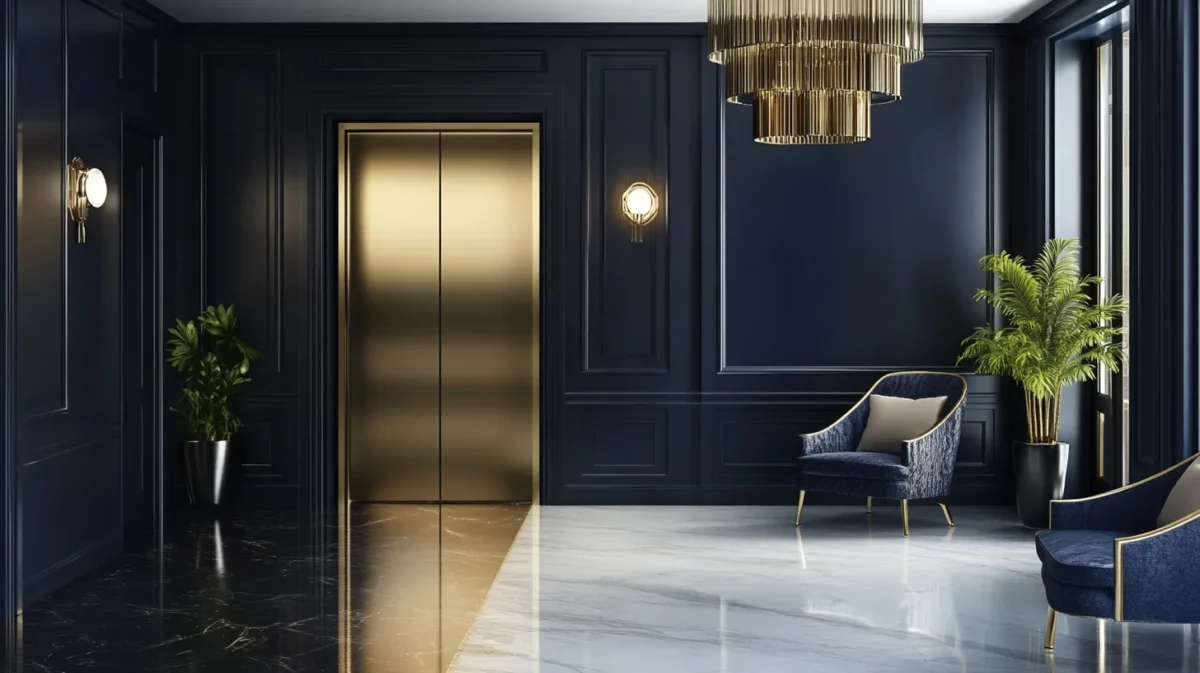 elegant navy and gold simple color combination for hall