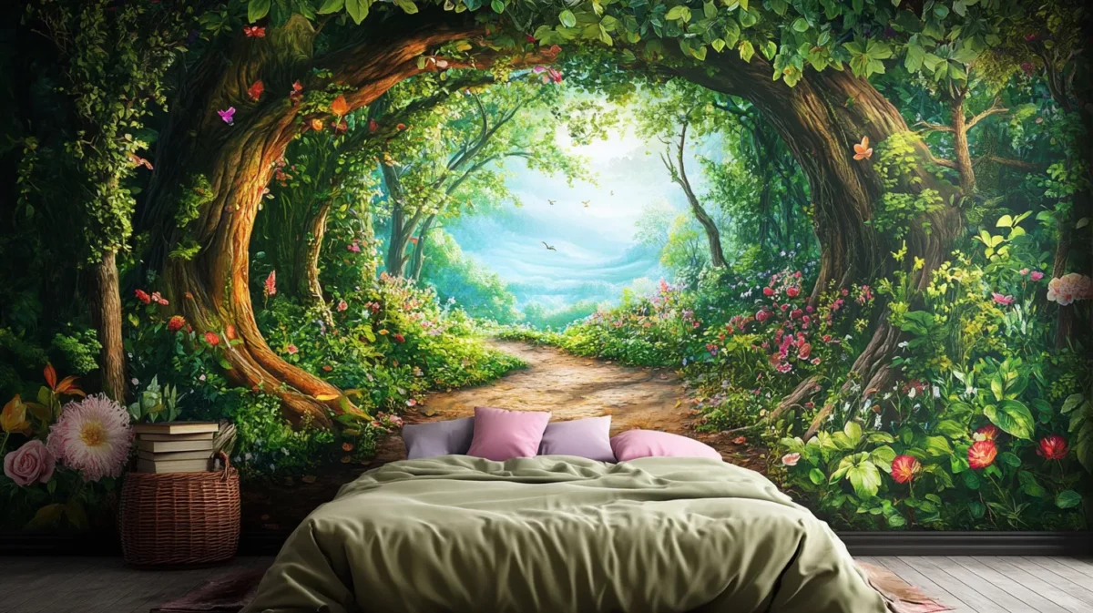 enchanted forest 3d bedroom wall painting