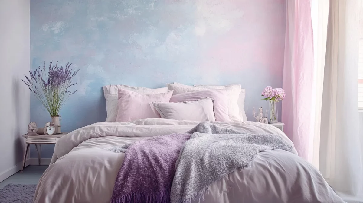 ethereal elegance texture paint design for bedroom