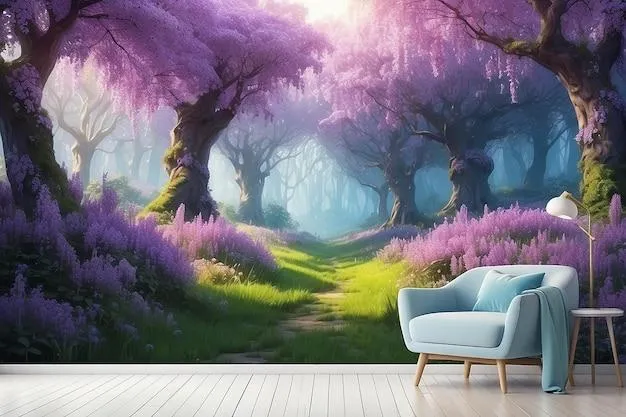 fantasy forest 3d texture paint designs for living room