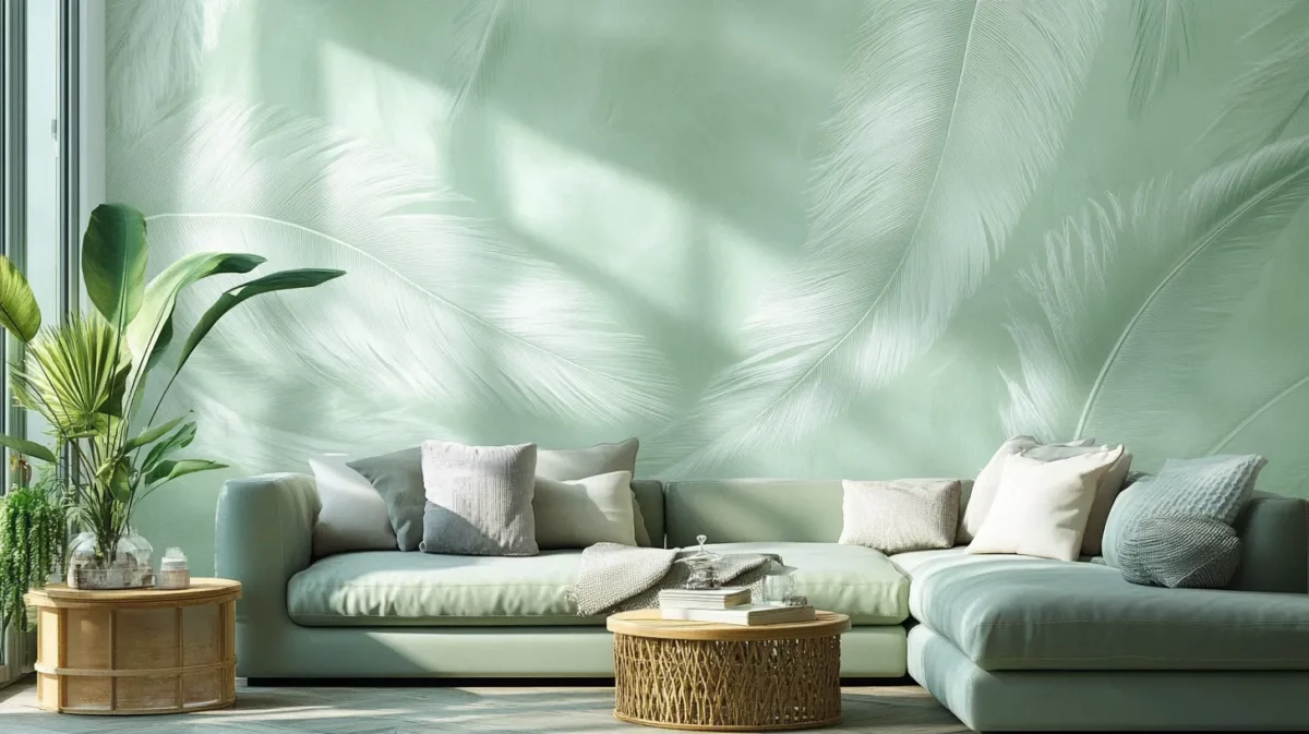 feather inspired wallpaper designs for living room wall