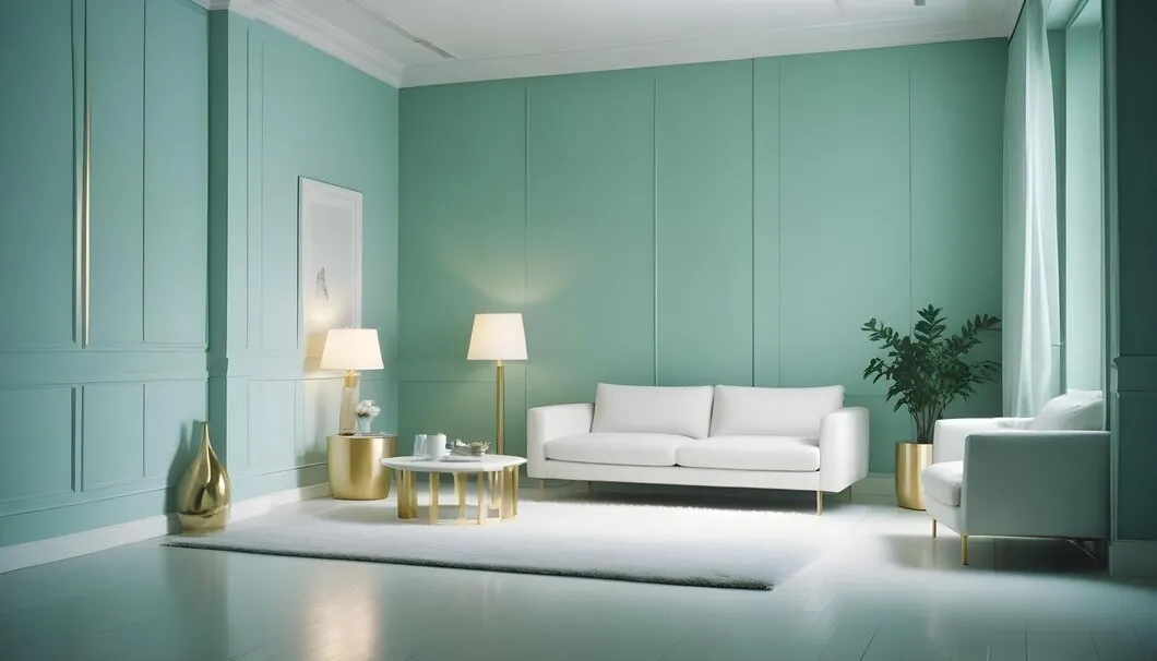 fresh mint and white color combination for hall