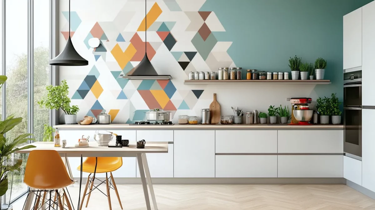 geometric patterns paint for small kitchen walls