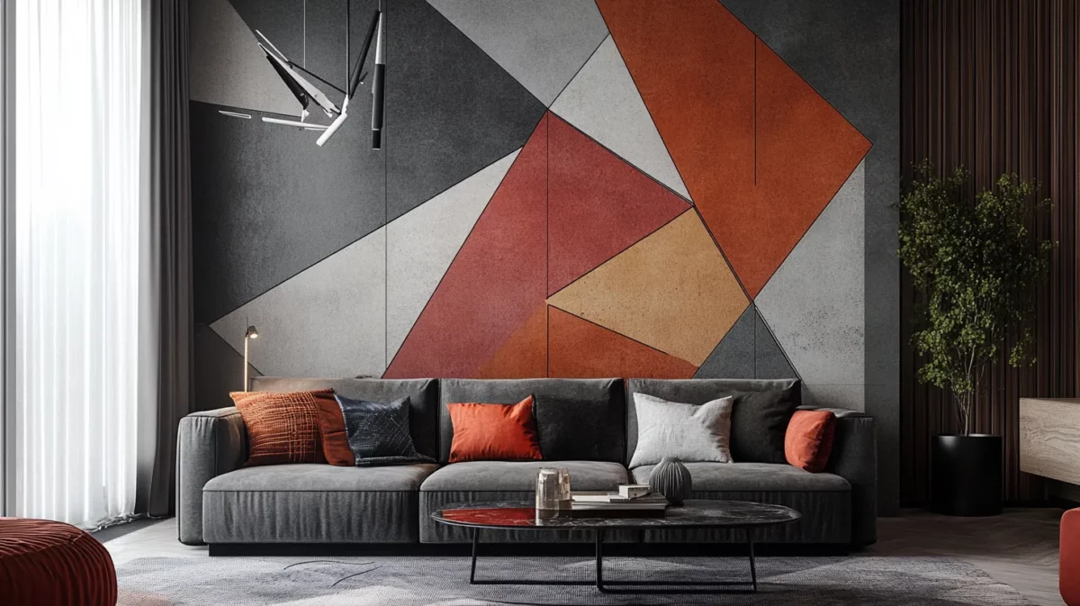 geometric patterns wall texture design for living room