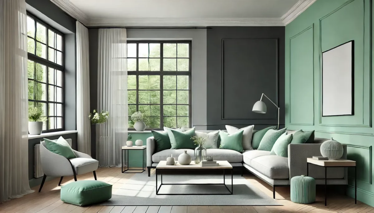 green and grey wall colour combination for living room