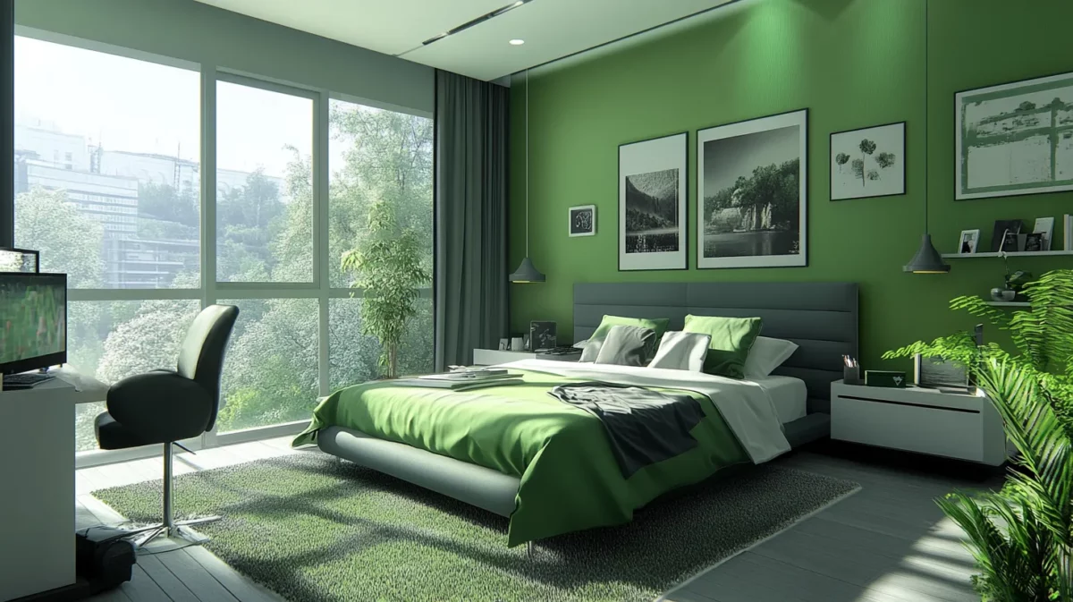 grey and green color combination for bedroom walls