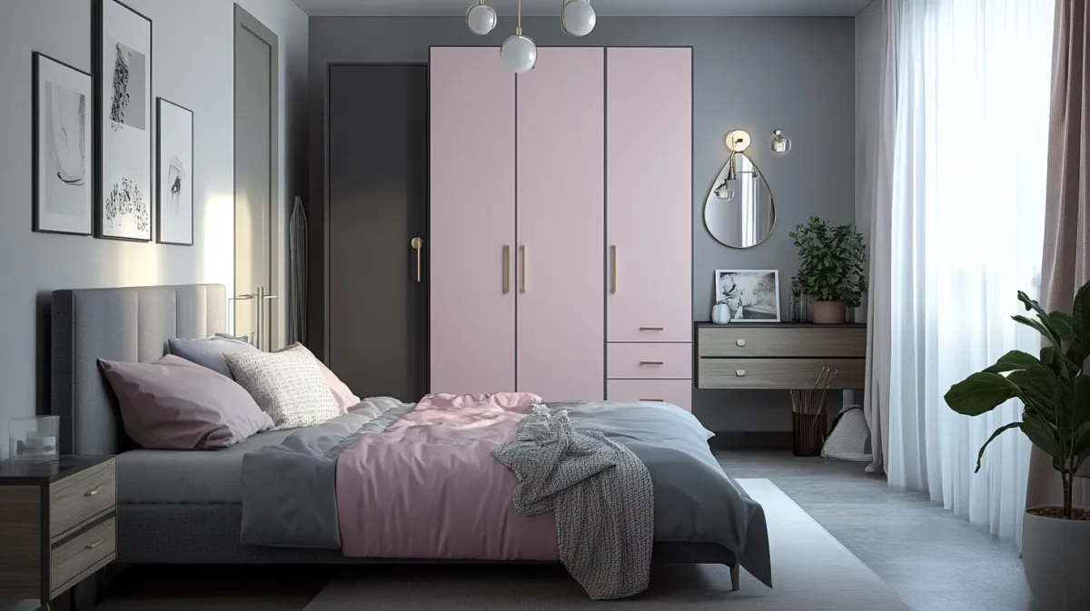 grey and pink wardrobe laminate colour combinations