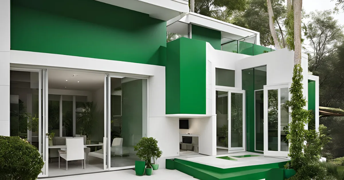 house colour combination with white and green