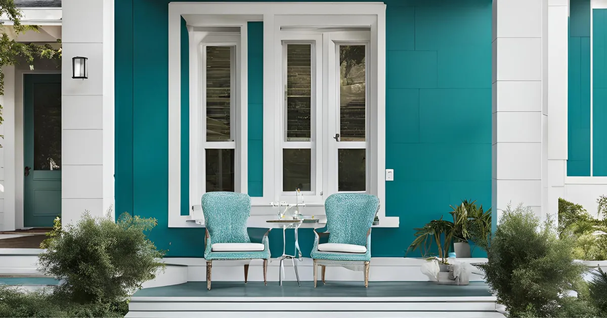 house colour combination with white and teal