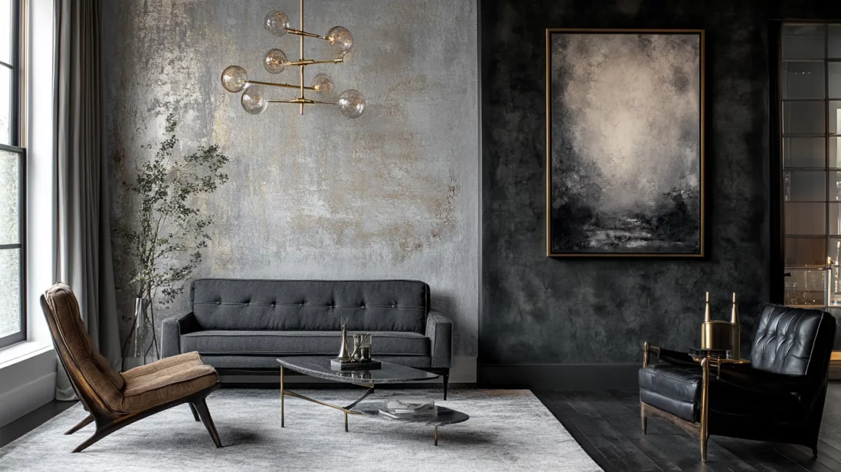 industrial elegance texture paint design for living room