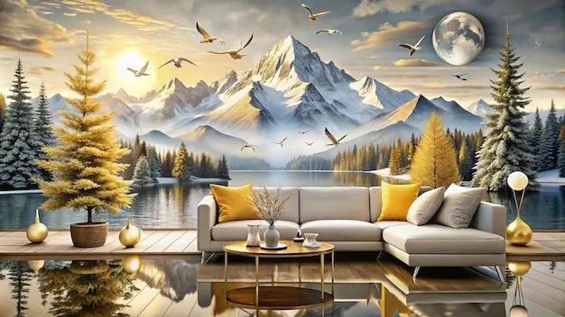 into the mountains 3d texture paint designs for living room