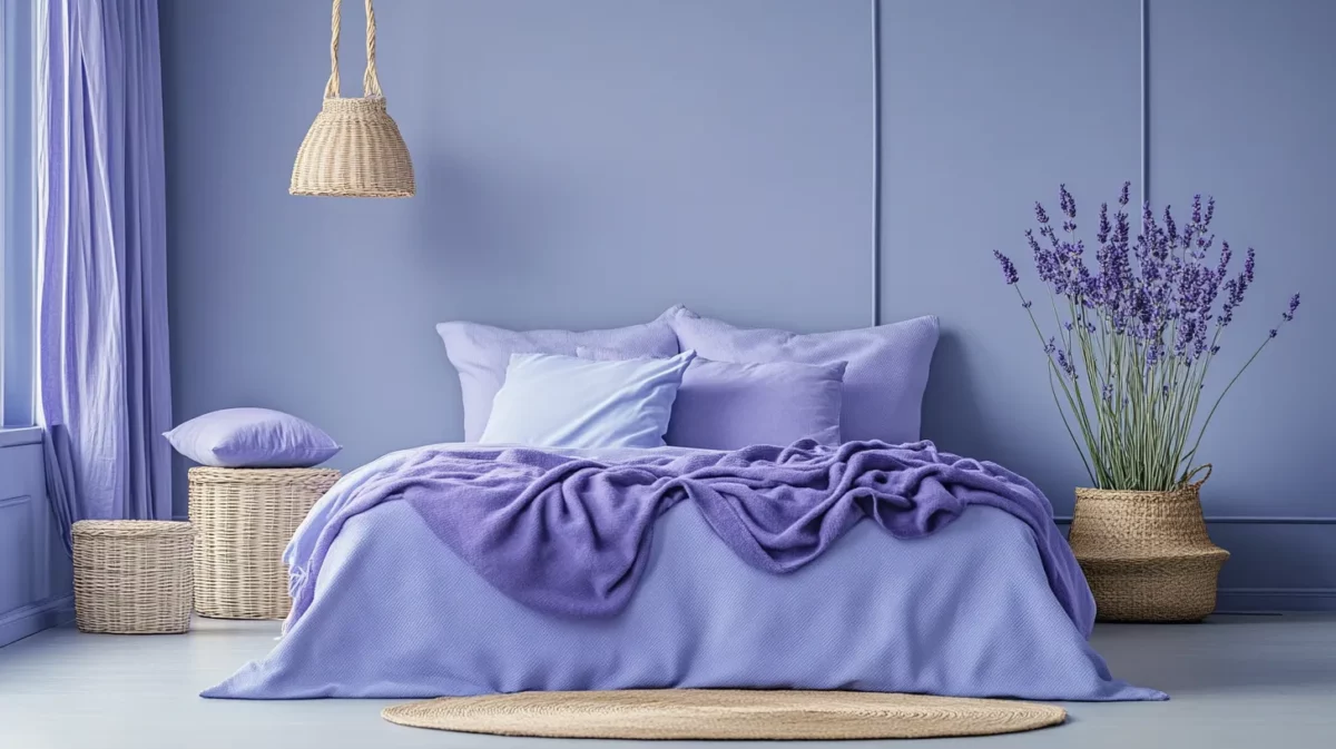 lavender and blue colour combination for bedroom wall