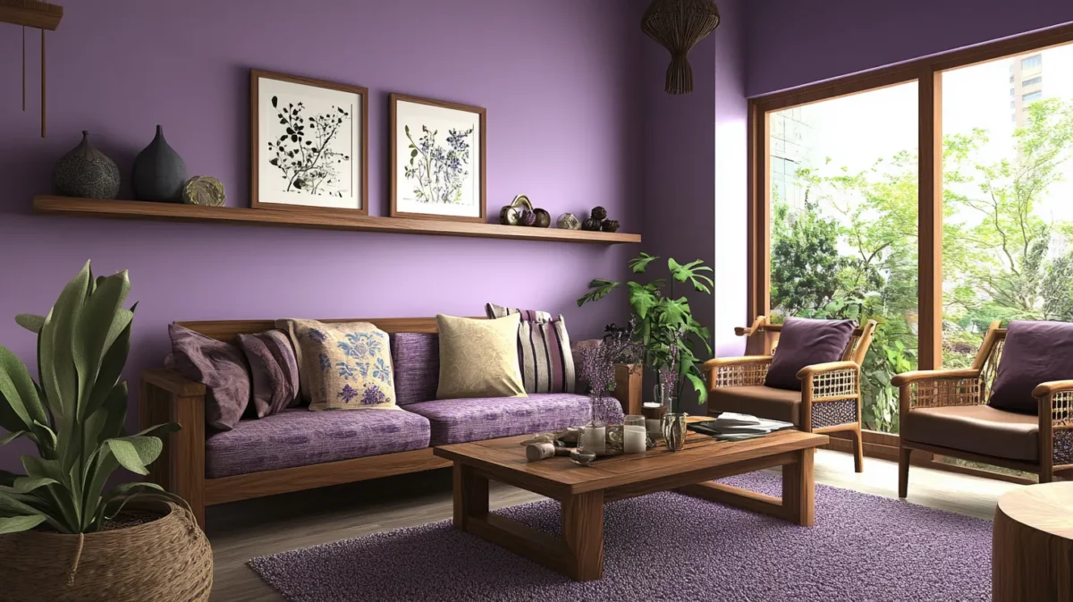 lavender and brown colour schemes for living room walls